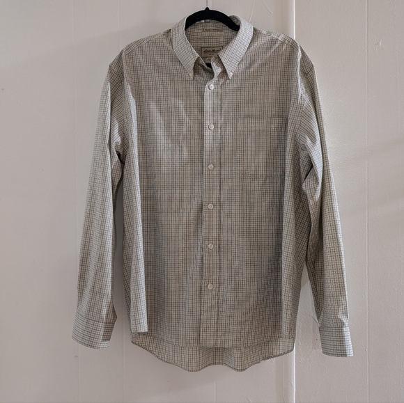 Eddie Bauer Men's Beige Checkered Button Down Shirt - Picture 1 of 11